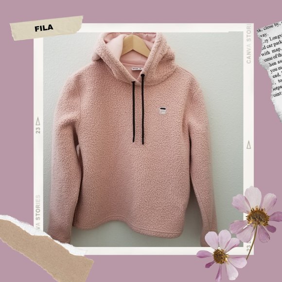 FILA Fleece Sweater Hoodie Blush Pink Light Peach Medium M EUC - Picture 1 of 6